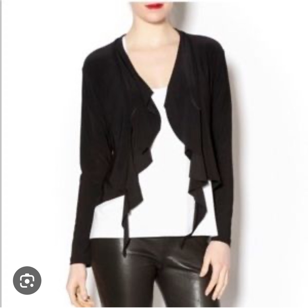 Sympli The Best Womens Cardigan Sweater Black Romance Drape Open Front
